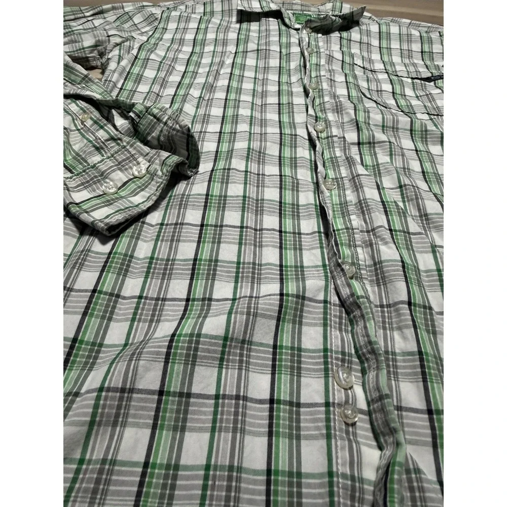 Ecko Unltd Plaid Button Down Shirt Mens Large Green White Cotton Long Sleeve Y2K